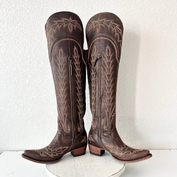 Lane Boots Over The Knee Corset Lexington- Cognac - Picture 7 of 15